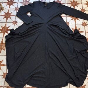 COMFY USA M Charcoal Asymmetrical Lagenlook Maxi Dress